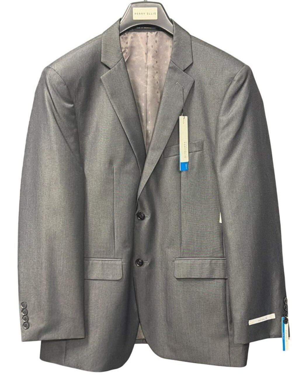 Perry Ellis Dark Charcoal Gray Slim Fit Suit Jacket 2-Button Notch New